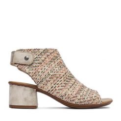 Sandały Rieker. Brązowe sandały damskie Rieker, bez wzorów, bez obcasa, na słupku, bez zapięcia. Za 319.99 zł.