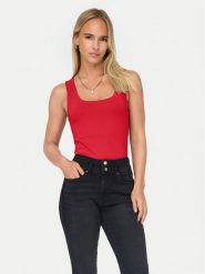 ONLY Top Lea 15278090 Czerwony Regular Fit. Czerwone topy damskie ONLY, l, bez wzorów, z syntetyku, bez kołnierzyka, bez ramiączek. Za 69.99 zł.