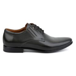 Olivier Buty męskie skórzane wizytowe eleganckie 480 szare. Szare buty wizytowe męskie bez wzorów, ze skóry, bez obcasa, bez zapięcia. Za 367.89 zł.