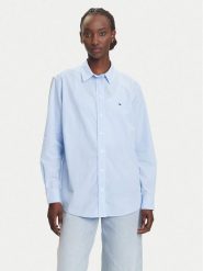 Tommy Jeans Koszula Micro Gingham DW0DW20987 Niebieski Relaxed Fit. Niebieskie koszule damskie Tommy Jeans, l, bez wzorów, z bawełny, bez kołnierzyka, bez ramiączek. Za 279.99 zł.