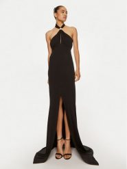 Elisabetta Franchi Sukienka wieczorowa AB-71-747E2-V640 Czarny Regular Fit. Czarne sukienki damskie Elisabetta Franchi, bez wzorów, z wiskozy, wizytowe, bez kołnierzyka, bez ramiączek. Za 1,199.00 zł.