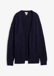Gruby kardigan oversize. Fioletowe kardigany damskie bonprix, bez wzorów, bez kołnierzyka. Za 119.99 zł.