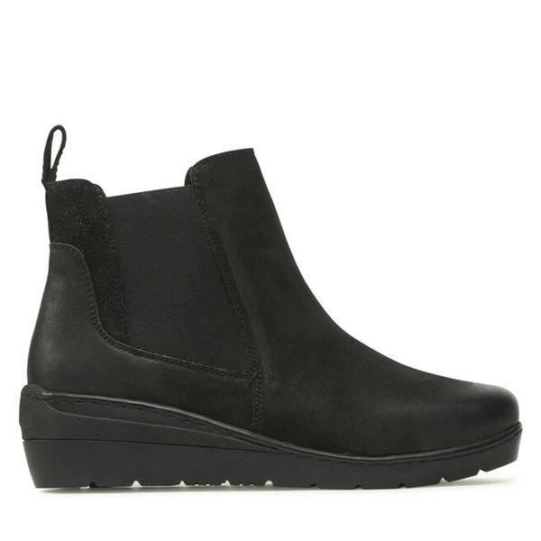 Botki Go Soft. Czarne botki damskie GO SOFT, bez wzorów, bez obcasa, na koturnie, bez zapięcia. Za 199.99 zł.