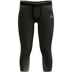 Spodnie Odlo BL BOTTOM 3/4 PERFORMANCE WARM BLACKCOMB. Zielone spodnie sportowe męskie ODLO, bez wzorów, do biegania. Za 379.99 zł.