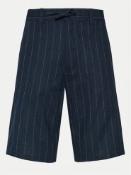 S.Oliver Szorty materiałowe 2143831 Granatowy Relaxed Fit. Niebieskie szorty męskie S.Oliver, bez wzorów, ze lnu. Za 159.99 zł.