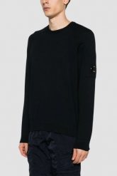 C.P. COMPANY Czarny męski cienki sweter Crew Neck, Rozmiar XXL. Czarne swetry męskie C.P. Company, m, bez wzorów, bez kołnierzyka, bez ramiączek. W wyprzedaży za 709.99 zł.