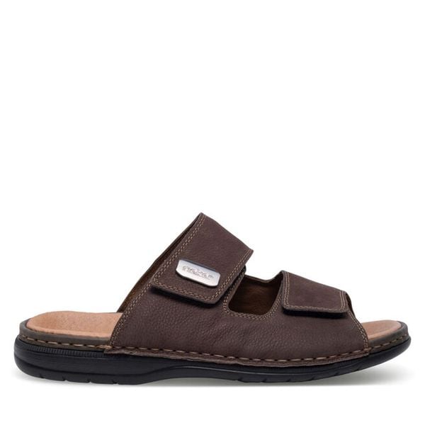 Klapki Rieker. Brązowe klapki męskie Rieker, bez wzorów, bez zapięcia. Za 259.99 zł.