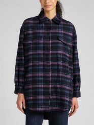 LEE 90S WORKWEAR OVERSHIRT DAMSKA KURTKA RIVET NAVY L46VAO75 112321188. Niebieskie kurtki damskie Lee, l, bez wzorów, bez kaptura. Za 219.99 zł.