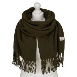 Elegancki szalik damski z poliestru w kolorze khaki - Peterson. Brązowe szaliki damskie Peterson, na jesień, bez wzorów. Za 54.99 zł.