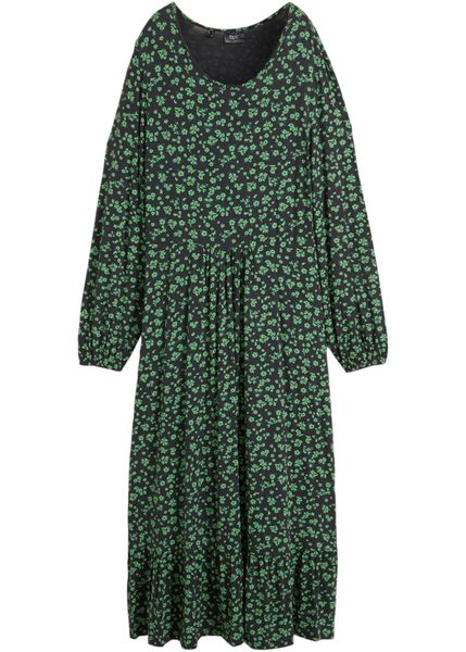 Sukienka z dżerseju, z lejącego materiału z domieszką wiskozy. Zielone sukienki damskie bonprix, bez wzorów, z dżerseju, bez kołnierzyka, bez ramiączek. Za 124.99 zł.