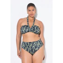 Damski Top od bikini miękkie miseczki drapowanie na biuście moro. Zielone bikini Ulla Popken, bez wzorów, z elastanu. Za 176.99 zł.