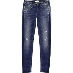 Dżinsy - Skinny fit - w kolorze granatowym. Niebieskie jeansy damskie Le Temps Des Cerises, z aplikacjami, ze skóry, klasyczne. W wyprzedaży za 198.95 zł.