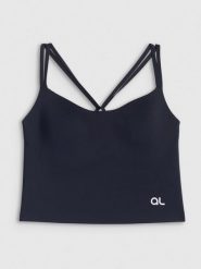 4F Crop top treningowy z niskim wsparciem damski 4F x Anna Lewandowska - czarny S. Czarne topy damskie 4F, l, bez wzorów, z materiału, biznesowe, bez kołnierzyka, bez ramiączek. Za 149.99 zł.
