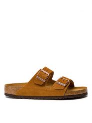 Birkenstock Klapki Arizona Bs 1009526 Brązowy. Brązowe klapki męskie Birkenstock, bez wzorów, ze skóry, bez zapięcia. Za 349.99 zł.