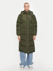 Tommy Jeans Płaszcz zimowy Alaska DW0DW18860 Zielony Regular Fit. Zielone płaszcze damskie Tommy Jeans, na zimę, xs, bez wzorów, z jeansu, bez kołnierzyka, bez kaptura. Za 1,119.00 zł.