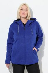 Damskie Sweter na polarze pluszowy polar dwukierunkowy suwak odblaski. Brązowe swetry nierozpinane damskie Ulla Popken, plus size, bez wzorów, z dzianiny, bez kołnierzyka, plus size, bez ramiączek. Za 349.99 zł.