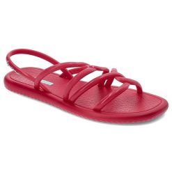 Różowe Sandały Ipanema Modne Wsuwane Obuwie Damskie. Czerwone sandały damskie Ipanema, bez wzorów, z materiału, bez obcasa, bez zapięcia. Za 99.99 zł.