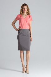 Elegancka Spódnica Tuba przed Kolano - Szary. Szare spódnice damskie Figl, s, bez wzorów, z materiału, eleganckie, ołówkowe. Za 189.00 zł.