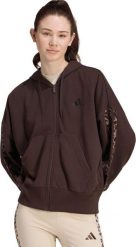 Adidas Bluza damska Seasonal Essentials Animal Print 3-Stripes Full-Zip Hooded brązowa KV9299 L. Brązowe bluzy damskie Adidas, l, bez wzorów, bez ramiączek, bez kaptura. Za 270.41 zł.