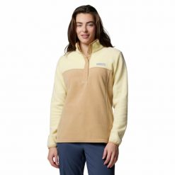 Bluza polarowa damska Columbia Benton Springs 1/2 Snap Pullover Fleece II. Żółte bluzy damskie Columbia, bez wzorów, z polaru, sportowe, bez ramiączek, bez kaptura. Za 139.99 zł.