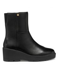 Geox Botki D Miereille D563VA 00043 C9999 Czarny. Czarne botki damskie Geox, bez wzorów, ze skóry, bez obcasa, na koturnie, bez zapięcia. Za 539.99 zł.