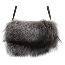 Czarna Elegancka Mufka Luka- Pelli Rękaw Na Dłonie Z Naturalnym Futrem Z Lisa. Czarne torebki do ręki damskie Luka-Pelli, bez wzorów, na ramię, bez dodatków. Za 399.00 zł.