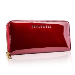 Portfel skórzany BETLEWSKI ZBPD-BS-5201 CZERWONY. Czerwone portfele damskie Betlewski, z lakierowanej skóry. Za 159.00 zł.