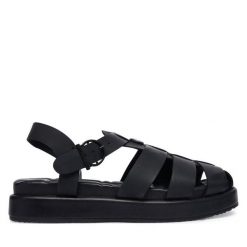 Sandały Barbour. Czarne sandały damskie Barbour, bez wzorów, bez obcasa, na płaskiej podeszwie, bez zapięcia. Za 739.99 zł.