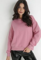Ciemnoróżowa Bluza z Polarową Podszewką Colda. Czerwone bluzy damskie Born2be, l, bez wzorów, z dresówki, casualowe, bez ramiączek, bez kaptura. Za 49.99 zł.