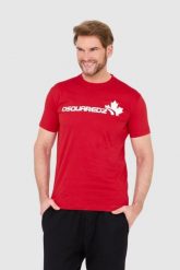 DSQUARED2 Czerwony męski bawełniany t-shirt z dużym logo, Rozmiar XL. Czerwone t-shirty męskie Dsquared2, l, bez wzorów, z bawełny, bez kołnierzyka, bez ramiączek. W wyprzedaży za 599.99 zł.