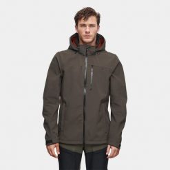 Kurtka męska softshell Alpinus Roignais. Brązowe kurtki męskie Alpinus, m, bez wzorów, z softshellu, bez kaptura, trekkingowe. Za 399.00 zł.