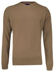 Sweter Beżowy w Serek (V-neck) Klasyczny, Męski, Sepia, Jednokolorowy - Adriano Guinari. Brązowe swetry męskie Adriano Guinari, l, bez wzorów, z bawełny, biznesowe, bez kołnierzyka, bez ramiączek. Za 169.00 zł.