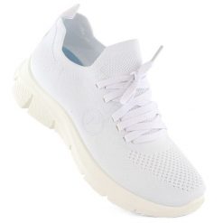 Buty sportowe damskie białe Potocki BK01303. Białe obuwie sportowe damskie POTOCKI, bez wzorów, z materiału, bez zapięcia. Za 48.00 zł.