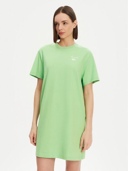 Lacoste Sukienka codzienna EF9573 Zielony Regular Fit. Zielone sukienki damskie Lacoste, na co dzień, bez wzorów, z bawełny, bez kołnierzyka, bez ramiączek, proste. Za 279.99 zł.