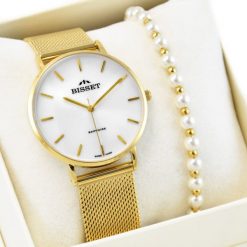 Zegarek Bisset Zestaw damski zegarek Szwajcarski ARITTE biały + bransoletka. Białe zegarki damskie Bisset. Za 627.80 zł.