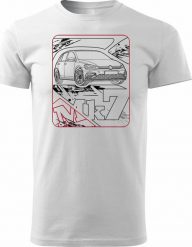 Topslang Koszulka z samochodem VW Golf 7 VII męska biała REGULAR M. Białe swetry męskie Topslang, m, bez wzorów, bez kołnierzyka, bez ramiączek. Za 99.90 zł.