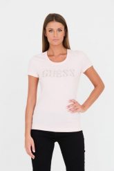 GUESS Różowy t-shirt Stones Logo Tee. Czerwone t-shirty damskie Guess, s, z aplikacjami, z bawełny, bez kołnierzyka, bez ramiączek. W wyprzedaży za 202.99 zł.