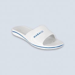 Klapki basenowe męskie Nabaiji 100 Plus. Białe klapki męskie NABAIJI, bez wzorów, bez zapięcia. Za 59.99 zł.