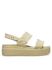 Crocs Sandały Brooklyn Woven Upper LW 209977 Beżowy. Brązowe sandały damskie Crocs, bez wzorów, z tworzywa sztucznego, bez obcasa, na płaskiej podeszwie, bez zapięcia. Za 199.99 zł.