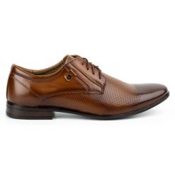 KOMODO Buty wizytowe skórzane męskie 850KL brązowe. Brązowe buty wizytowe męskie bez wzorów, bez obcasa, bez zapięcia. Za 362.62 zł.