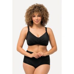 Damska Góra bikini drapowanie miękkie miseczki regulowane ramiączka. Czarne stroje kąpielowe damskie Ulla Popken, plus size, bez wzorów, z elastanu. W wyprzedaży za 111.99 zł.