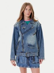 Guess Kurtka jeansowa W5YN70 D4XYZ Niebieski Regular Fit. Niebieskie kurtki damskie Guess, xxl, z aplikacjami, z bawełny, bez kaptura. Za 599.99 zł.