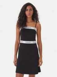 Tommy Jeans Sukienka codzienna DW0DW22337 Czarny Slim Fit. Czarne sukienki damskie Tommy Jeans, na co dzień, xl, bez wzorów, z jeansu, bez kołnierzyka, bez ramiączek, proste. Za 449.99 zł.