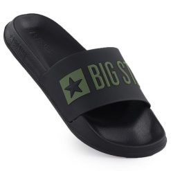 Klapki męskie plażowe basenowe czarne Big Star SS174359. Czarne klapki męskie BIG STAR, bez wzorów, z materiału, bez zapięcia. Za 109.99 zł.