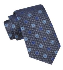 Męski Krawat - Alties - Stalowy w Niebieskie Groszki. Niebieskie krawaty i muchy Alties, bez wzorów, z tkaniny, eleganckie. Za 49.00 zł.