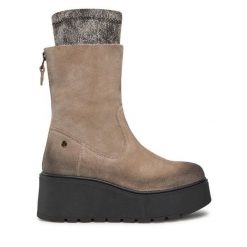 Botki Maciejka. Brązowe botki damskie Maciejka, bez wzorów, bez obcasa, na koturnie, bez zapięcia. Za 479.99 zł.
