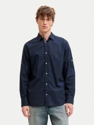 Jack & Jones Koszula Henry 12289197 Granatowy Regular Fit. Niebieskie koszule męskie Jack & Jones, m, bez wzorów, z bawełny, bez kołnierzyka, bez ramiączek. Za 159.99 zł.