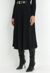 Czarna Spódnica Plisowana z Paskiem Onie. Czarne spódnice damskie Born2be, na co dzień, bez wzorów, eleganckie, midi, koszulowe. Za 84.99 zł.
