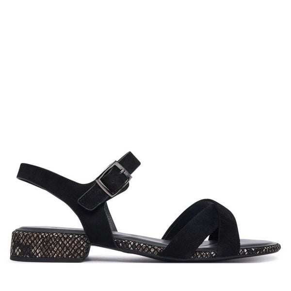 Sandały Tamaris. Czarne sandały damskie Tamaris, bez wzorów, bez obcasa, na słupku, bez zapięcia. Za 229.99 zł.