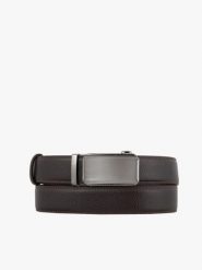 Ciemnobrązowy pasek ze skóry licowej. Brązowe paski męskie Ryłko, ze skóry, eleganckie. Za 129.99 zł.